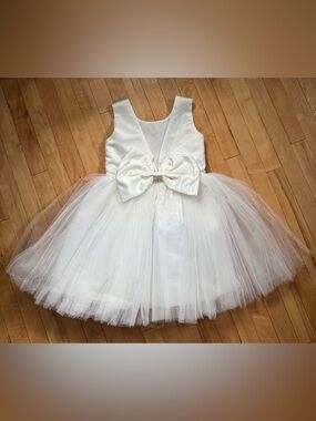 Ivory Tulle Flower Girl Dress with Bow